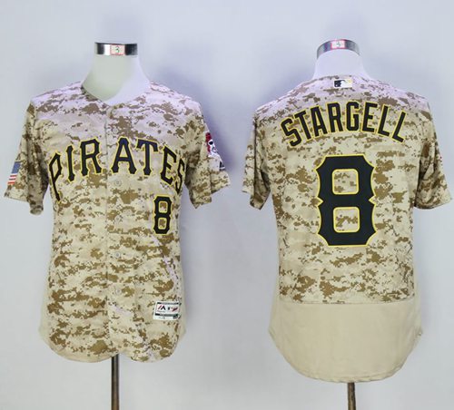 Pirates #8 Willie Stargell Camo Flexbase Authentic Collection Stitched MLB Jersey - Click Image to Close